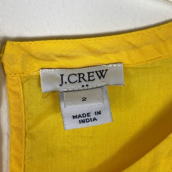 J. Crew Yellow & White Cross Stitch Embroidered Peasant Peplum Blouse Top Size 2 - Picture 5 of 7